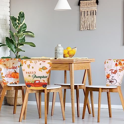 Geetery 6 Pcs Fall Chair Covers Autumn Pumpkin Bike Dining Room Seat Covers