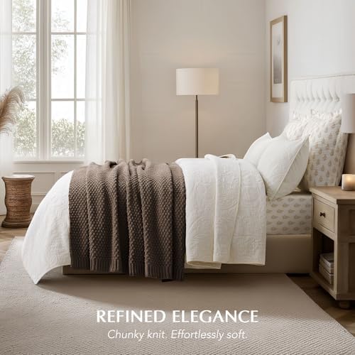 EVERGRACEHOME Chunky Chenille Knit Throw Blanket, 60 x 80, Cocoa Brown
