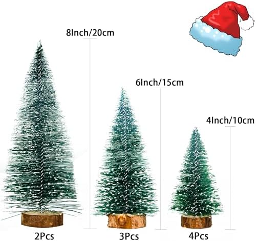 9 Pieces Bottle Brush Christmas Trees, Christmas Village Accessories, Christmas Table Decor, Mini Christmas Trees in 10/15/20CM, Bottle Brush Trees for Table Decoration, DIY, Shop Window