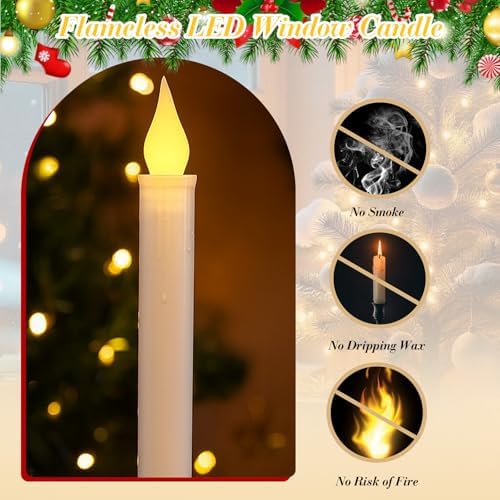 Yungyan 20 Pack Window Candle Lights with Sensor Dusk to Dawn, Silver Base