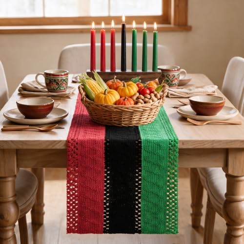 Artoid Mode Green Black Red Farmhouse Rustic Table Runner 12x72 Inch
