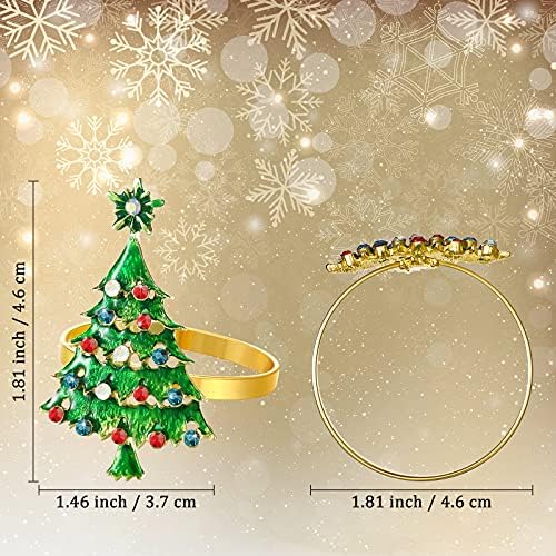 Outus 12 Christmas Tree Napkin Rings Metal Holders Xmas Holiday Table