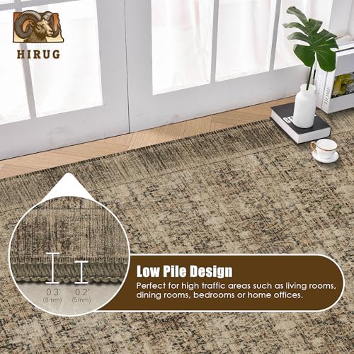 Washable Area Rug 8' x 10' Vintage Traditional Persian Mat - Foldable Distressed Non-Slip Machine Washable Carpet for