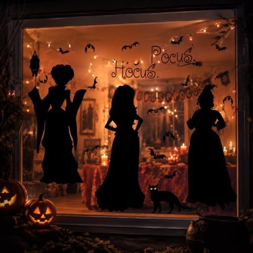 Halloween Witch Window Cling Decal Decoration 35.5" Large Hocus-Pocus Decor