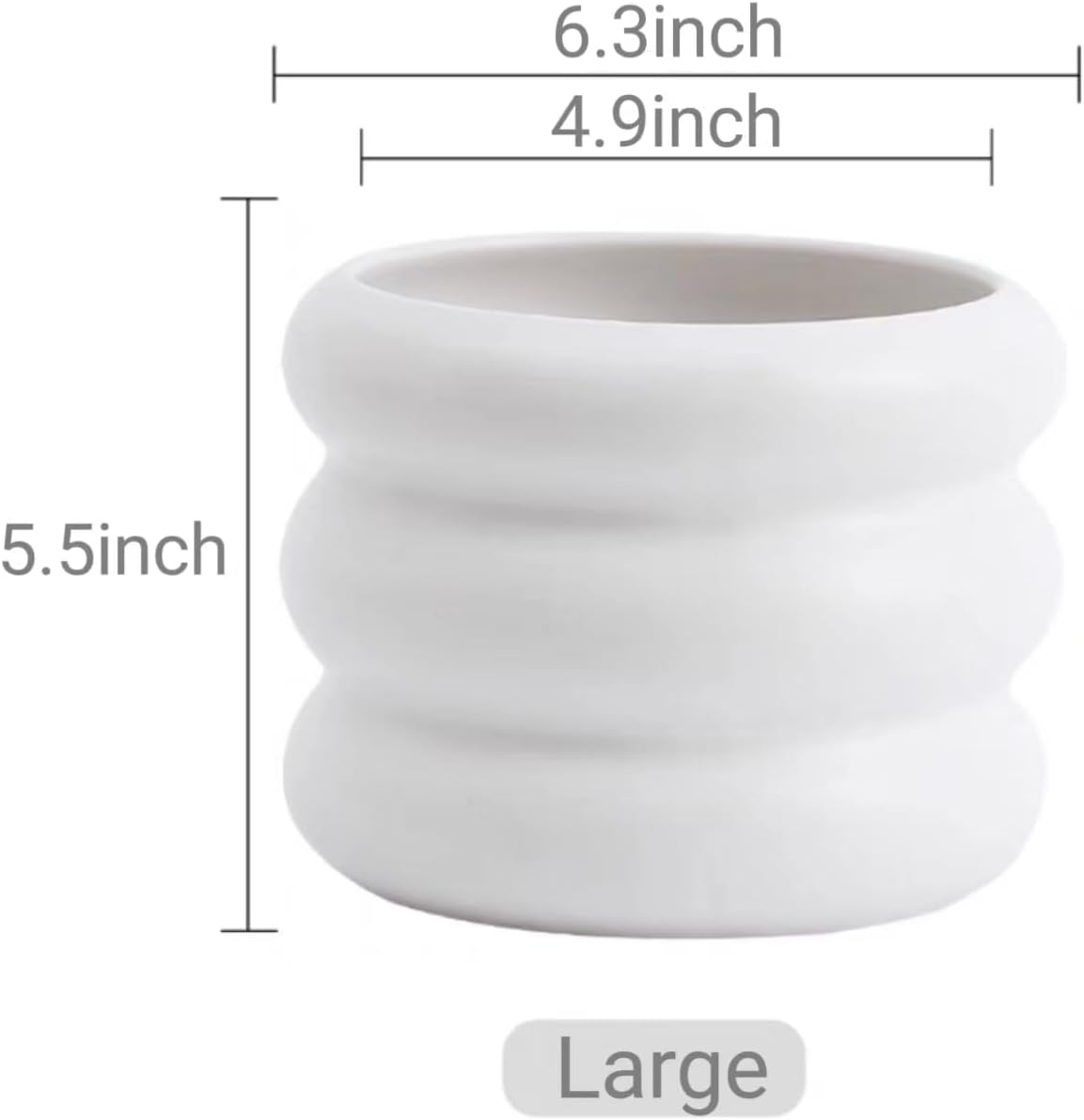 Ceramic Plant Pot Indoor / White / 6.5inch