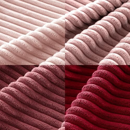 MIULEE Soft Corduroy Decorative Throw Pillow Covers Pink Series 18x18