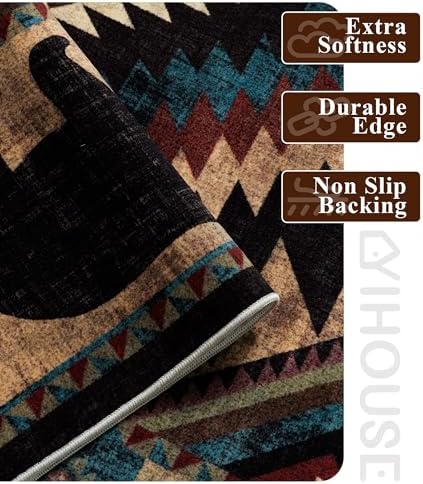 YIHOUSE Washable Western Cabin Area Rugs 5x7