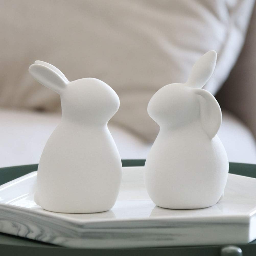 Modern Rabbit Statue / White / Set of 2
