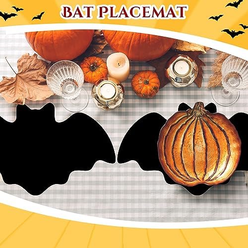 Remerry Set of 6 Halloween Bat Placemats Leather,Bat,Black