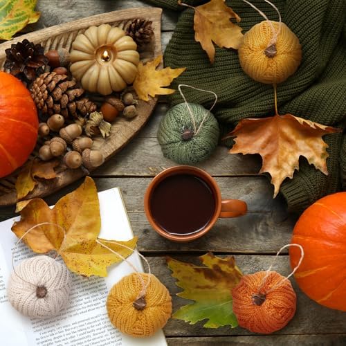 Knitgrip 12 Pcs Fall Pumpkin Hanging Ornaments Mini Tree Decor, Autumn