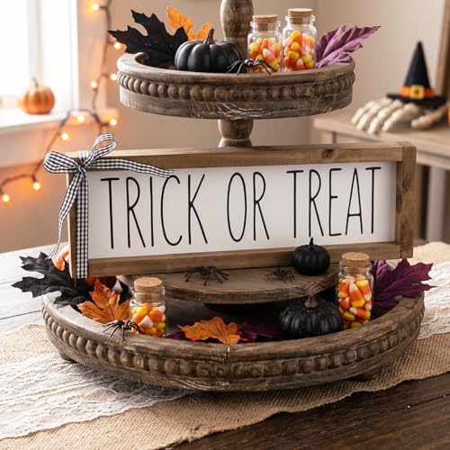 Trick or Treat Sign Halloween Wall Table Shelf Desk Home Decor