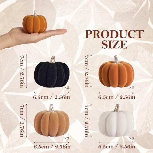 DN DECONATION Mini Fall Pumpkin Decor, Fake Decorations for Home, 12PCS
