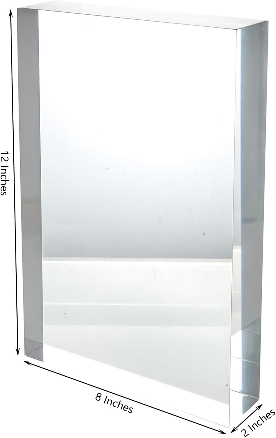 CiaoHER 2in Solid Acrylic Cube Display Block 2" x 8" x 12" | Clear Polished, Pedestal Stand Riser, Solid Base, 1 Pack