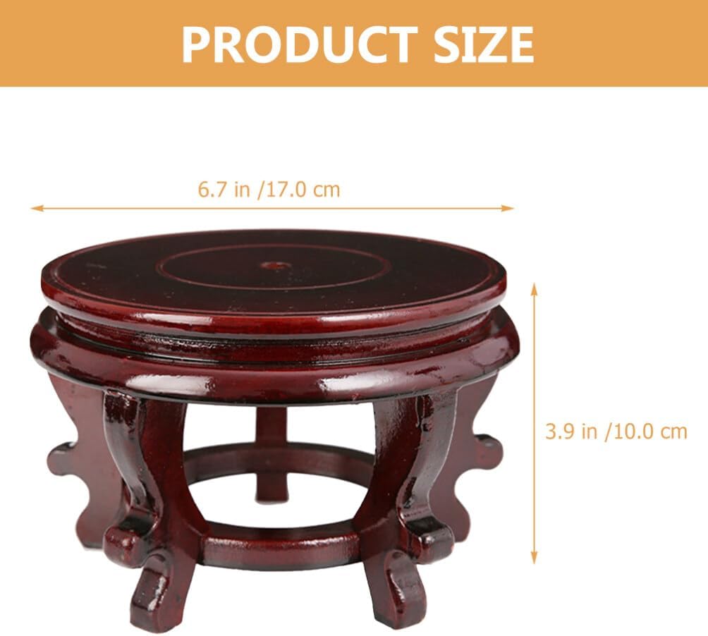 Wooden Plant Stand Indoor Flower Pot Holder Oriental Display Base / 0.77 Pounds / 6.3 Inch