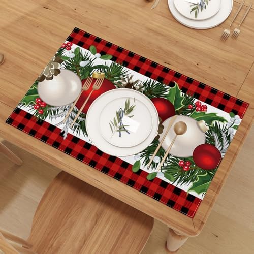 Jiudungs Christmas Placemats Set of 4, Xmas Decorations for Home Decor