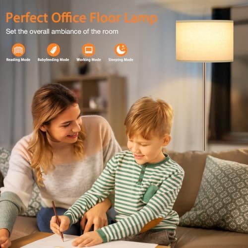 Ambimall Floor Lamps for Living Room with Remote Control and Stepless Dimmable Colors Temperature & Brightness, 9W Bulb