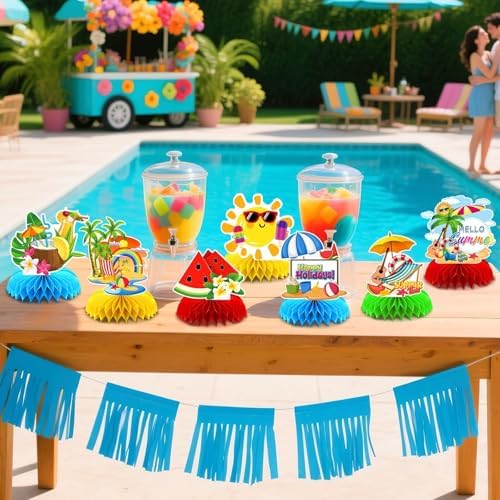 Summer Party Table Decoration, 10Pcs Hawaii Honeycomb Centerpieces