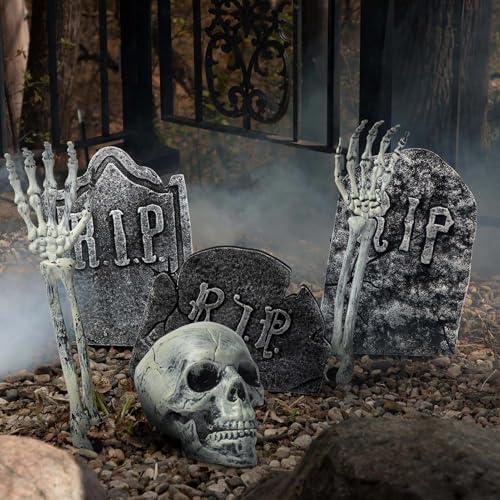 Halloween Decorations Skeleton Groundbreaker Skeleton 8pcs Halloween Outdoor Decorations for Yard, Lawn, Garden, Graveyard Party Supplies Outdoor Skeleton Decorations (Tombstone not included)