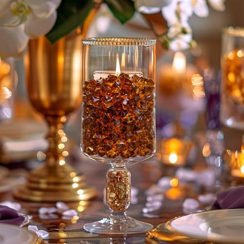 HappyFiller 700 PCS Dark Amber Fake Ice Rocks Small Crystal Cube Stones