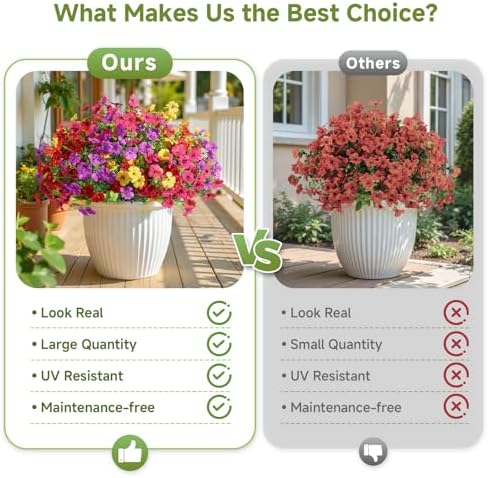 Alupssuc 48 Bundles Artificial Daisy Flowers UV Resistant for Outdoor Decor