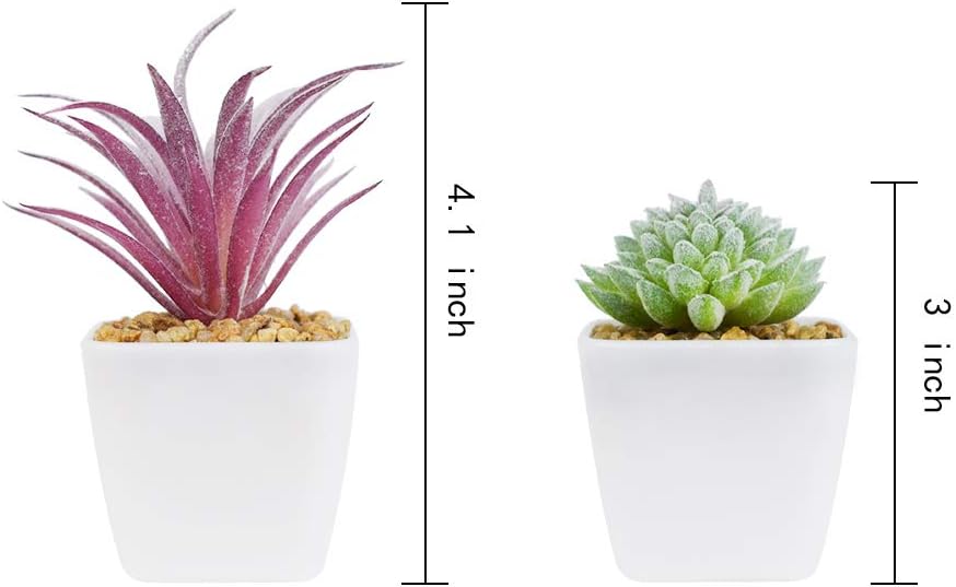 Artificial Faux Succulents in Pots Fake Plants Plastic Arrangement Planter Small Mini / White-12