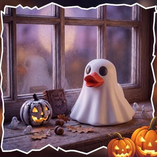 RattanView Halloween Ghost Duck Figurine Mini Resin Decoration Gift