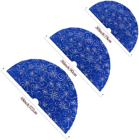 Christmas Tree Skirt Blue 36 inch Silver Christmas Tree Skirt Snowflakes Faux Fur for Xmas Holiday Home Party Decorations