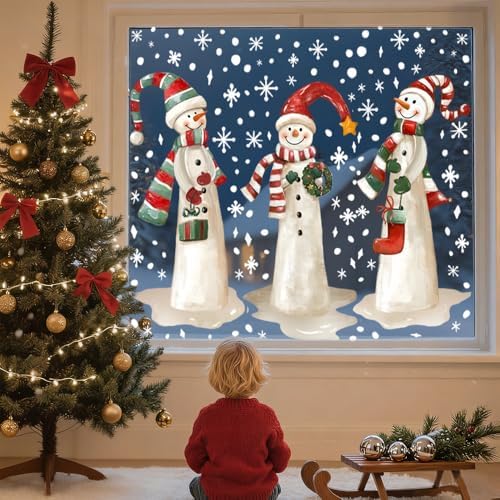 3 Sheets Christmas Extra Large Snowman Window Clings, Winter Stickers Decor