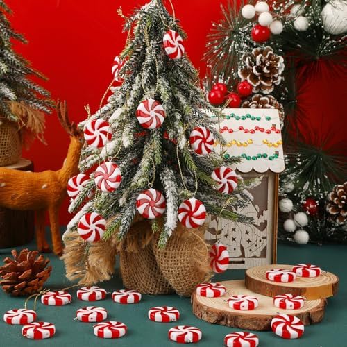 36Pcs Mini Christmas Peppermint Candy Ornaments for Tree