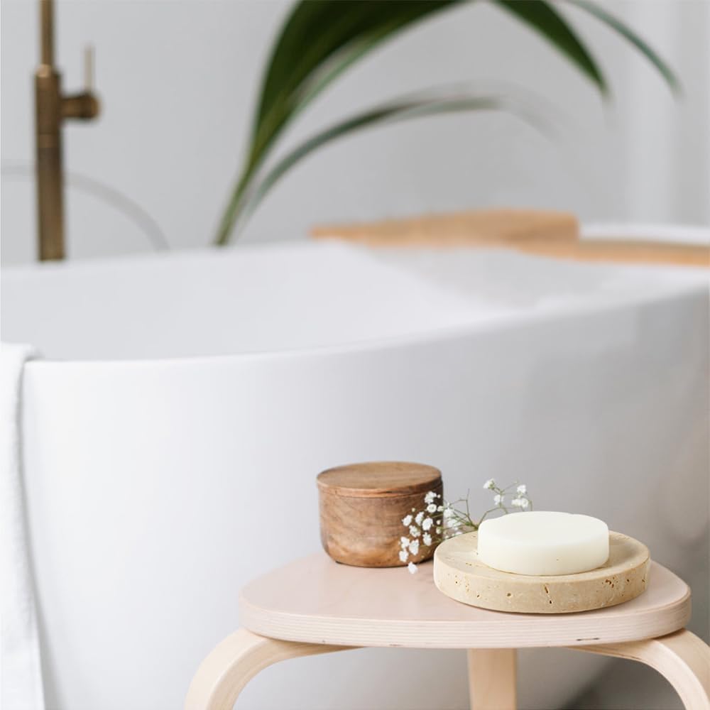 Marble Soap Dishes Natural Travertine Stone Sponge Holder / Beige
