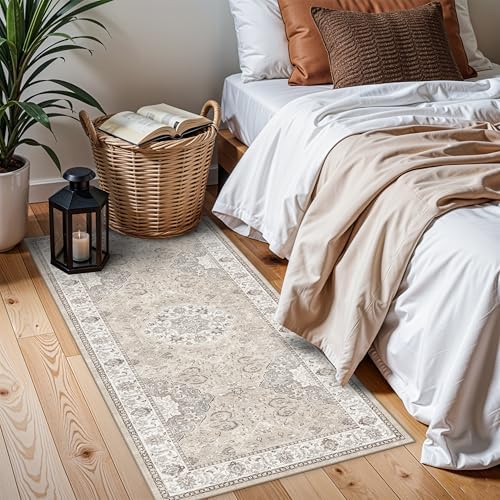 Washable 2x4 Entryway Area Rugs: Vintage Water Resistant Kitchen Rug Non-Slip Durable Doormat Ultra Soft Living Room