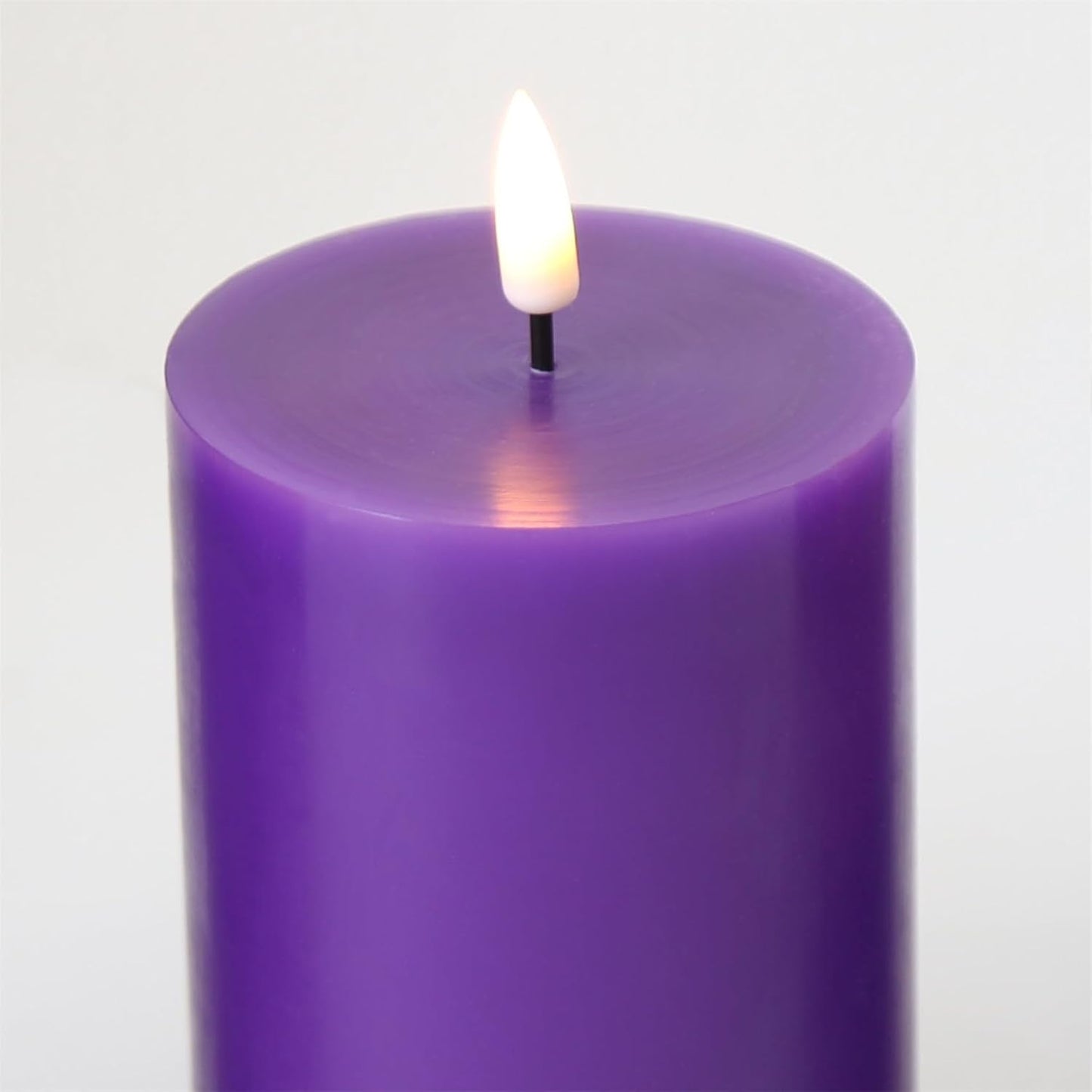 Purple Flameless Pillar Candles with Remote Set of 3 | Flickering LED Candles, 2 AA Battery Power, Flat Top Real Wax