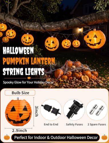 Pumpkin Lantern 8.5FT 10 Pumpkin String Lights for Halloween Decor