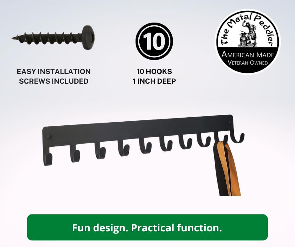 [Pack of 2] Plain Sports Medal Hanger Display 14.5 inches | Made in USA, 10 Hooks, Wall Mounted