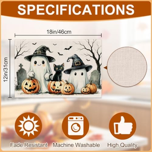 Place Mats Set of 4 12x18 inch (Ghost, 12"x18")
