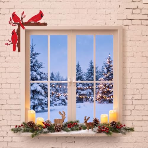 MorningRo 4 Pcs Cardinal Bird Door Frame Topper Red Bird Metal Wall Art