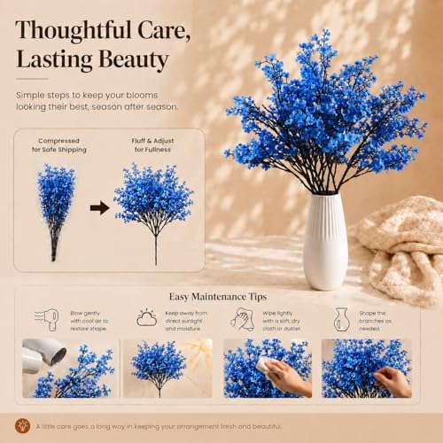 Mandy's 6 Bundles Artificial Royal Blue Baby’s Breath Flowers