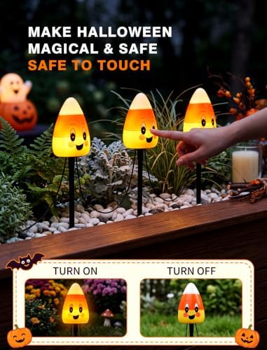 10.5FT Halloween Pathway Lights, 5PK LED Candy Corn Stake Lights