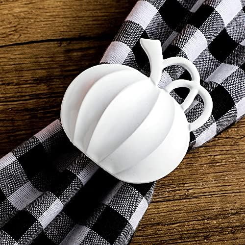 Patelai 12 Pieces Fall Pumpkin Napkin Rings Thanksgiving, White