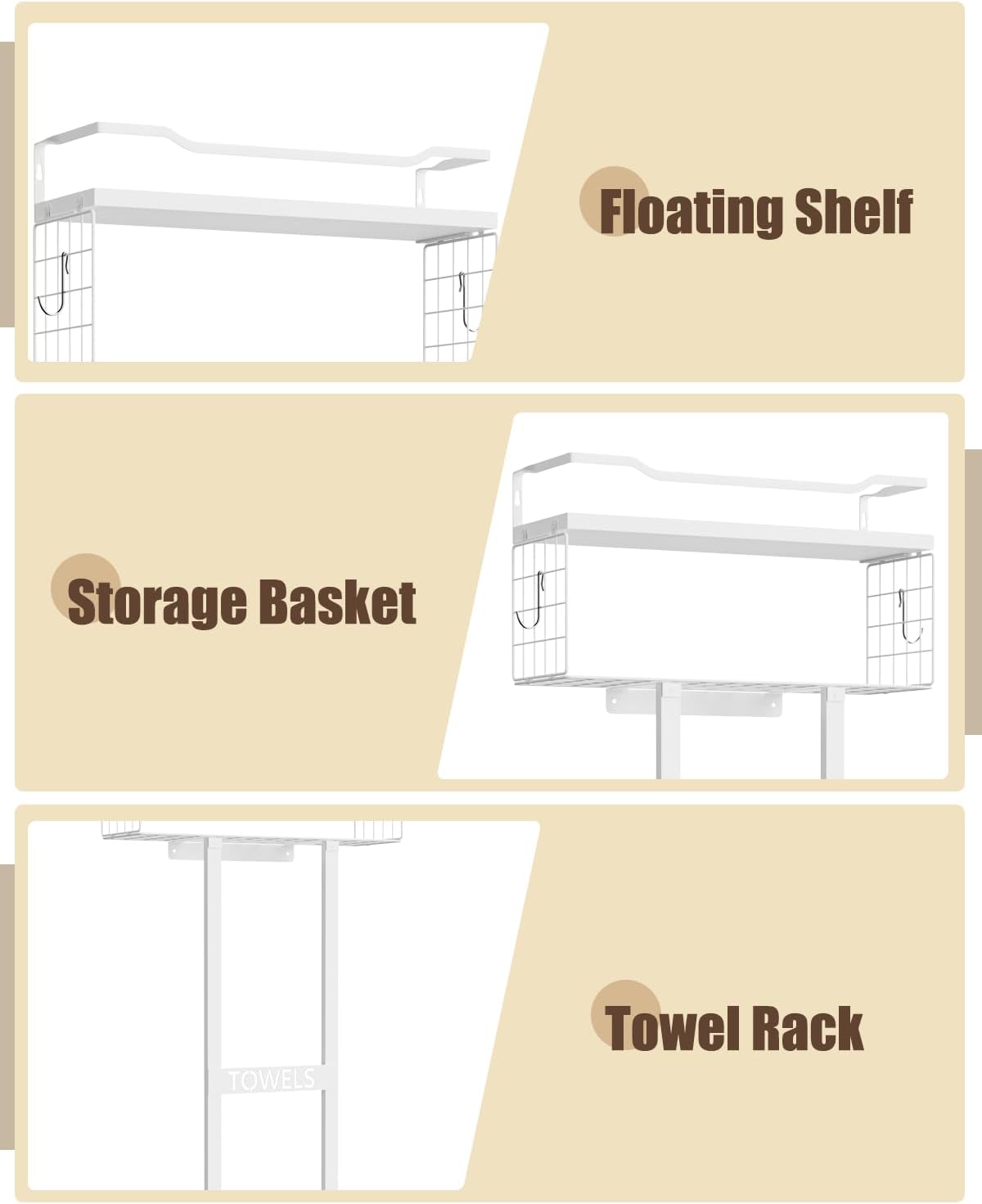 Aetyord Towel Racks for Bathroom 31inch Wall Mounted Towel Rack,Floating Shelf with Wood Plank,Towel Storage for
