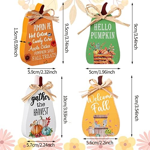 Jetec 4 Pcs Fall Decorations for Home, Thanksgiving Pumpkin Table Decor