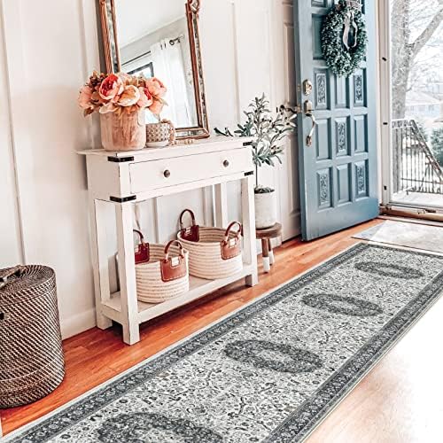 Hallway Washable Runner Rug - 2x10 Kitchen Rugs Entryway Rug Runner Vintage Soft Floor Mat Non Slip Indoor Farmhouse