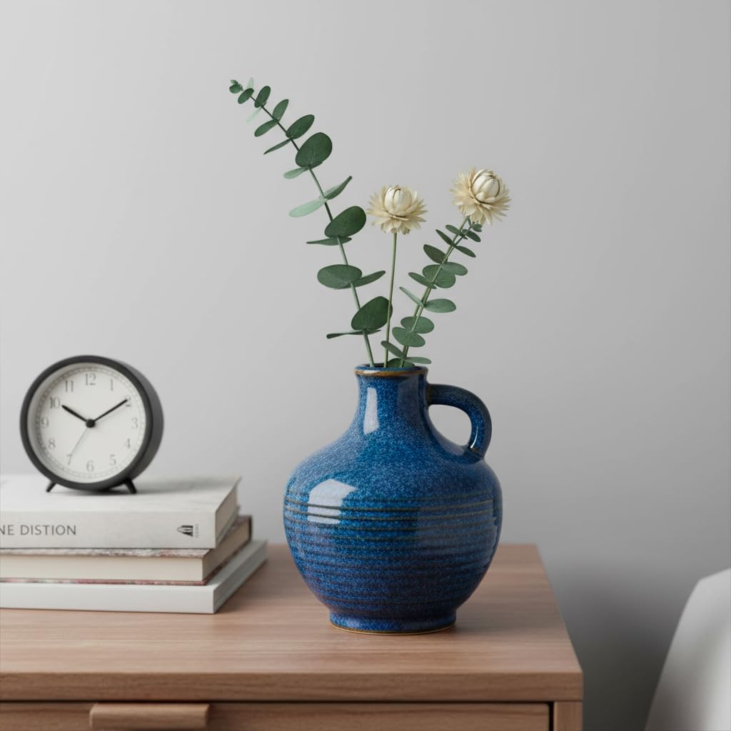 Blue Ceramic Vase / 6 Inch / Dark Blue - 6
