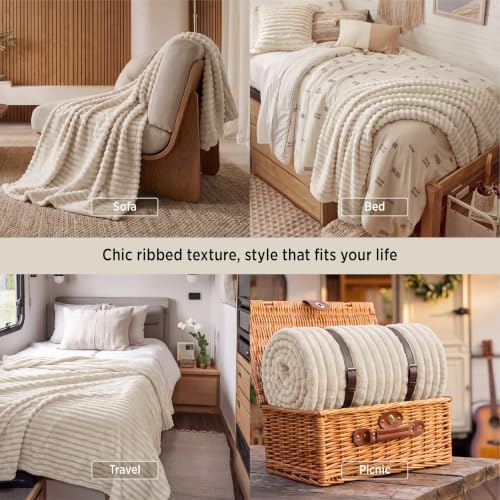 Bedsure Soft Twin Blanket for Bed Decor Gifts Khaki 60"x80"