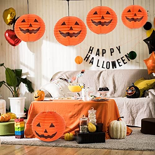 Kesoto Halloween Jack-O-Lantern Paper Lanterns Halloween Pumpkin Hanging Paper Lantern for Home Outdoor Decoration, Multi-Sized, Pack of 10
