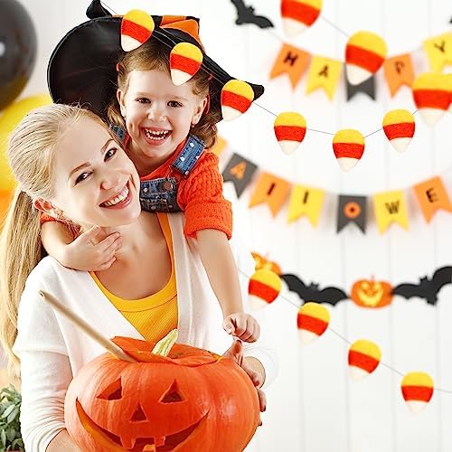 Glaciart One Felt Candy Corn - Create Garland, Autumn Decor, Halloween Thanksgiving Felt Props - Fall Home Decorating Set- 100% New Zealand Wool, Hand-Felted in Nepal, Essential Oil Ready | Pack of 10