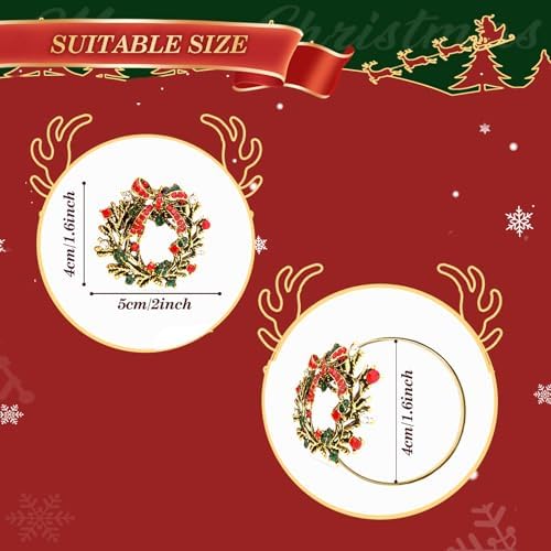 KPOSIYA Christmas Wreath Napkin Rings Set of 10, Metal Gold Napkin Holder