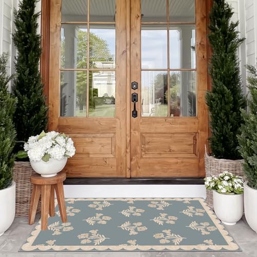 Floral Outdoor Rug - 28"x43" Front Door Mat Indoor Outside Entrance