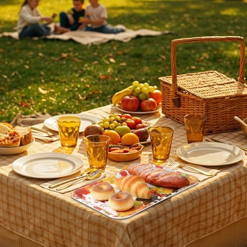 Whaline 3 Pcs Thanksgiving Day Serving Trays Turkey Pumpkin Maple Leaves Reusable Melamine Trays Platters for Fall Autumn Harvest Holiday Party Food Snack Dessert Decorations, 10 x 13 Inch