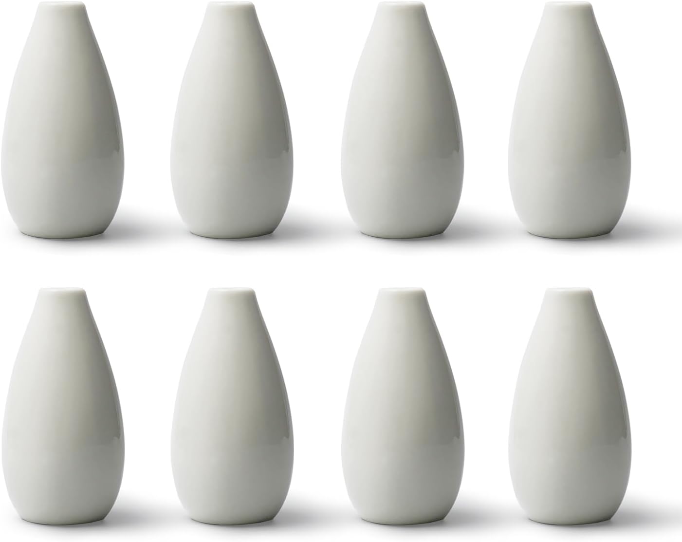 Modern White 4.1'' Small Ceramic Vase / White - Style 2 / Set of 8